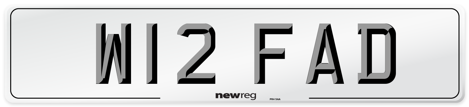 W12 FAD Number Plate from New Reg
